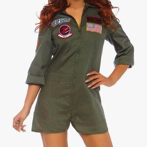Top Gun Romper Flight Suit Pilot One Piece Patches Tomcat Maverick Goose Costume